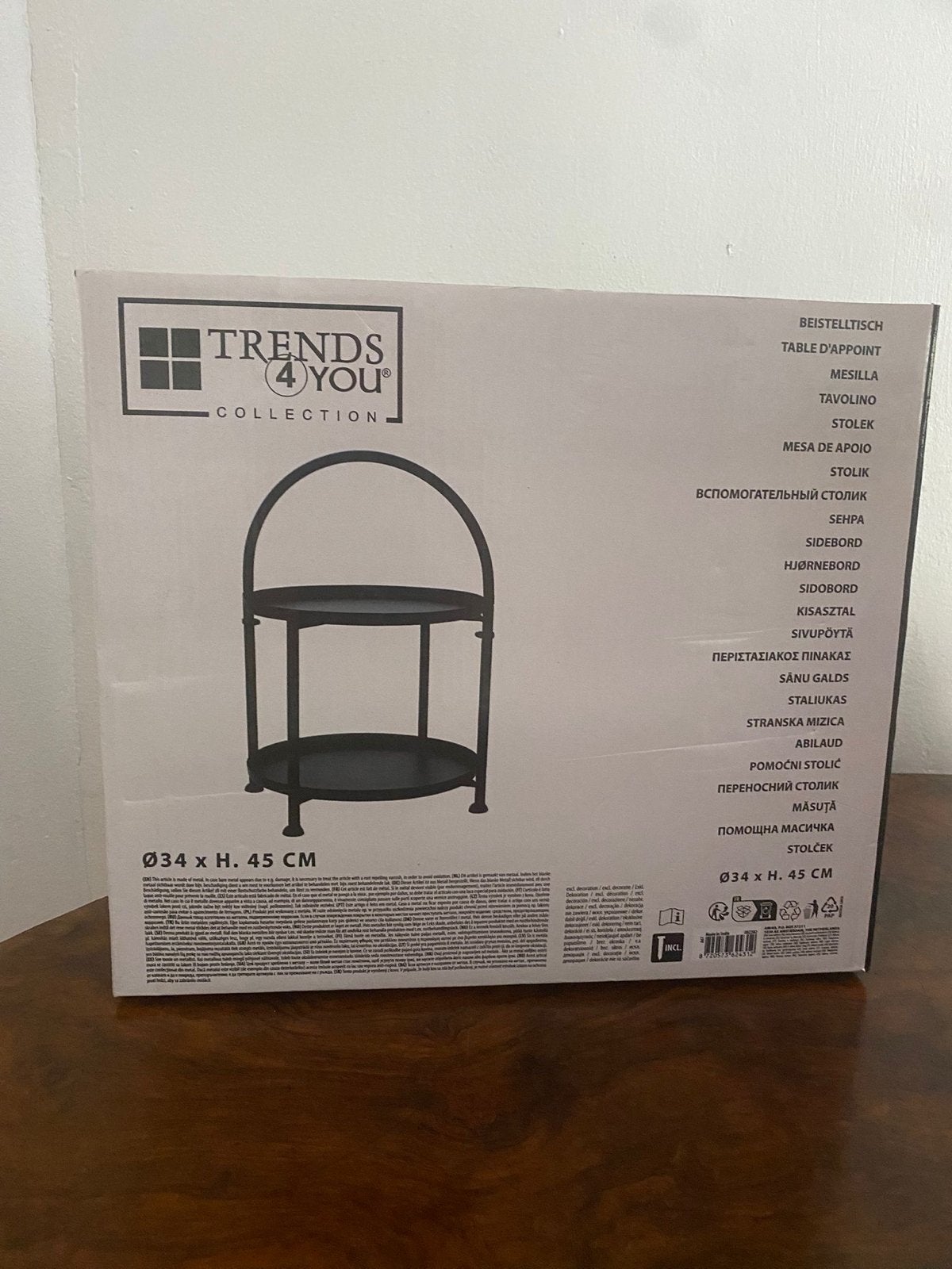 Zwarte metalen bijzettafel / side table - Ø34 x 45 cm, Minder dan 55 cm, Metaal of Aluminium, Rond, Nieuw