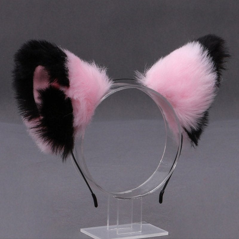 Zwart Roze Katten Oren Vossen Oren Furry Fursuit Cosplay, Hobby en Vrije tijd, Kostuums, Theaterbenodigdheden en LARP, Verzenden