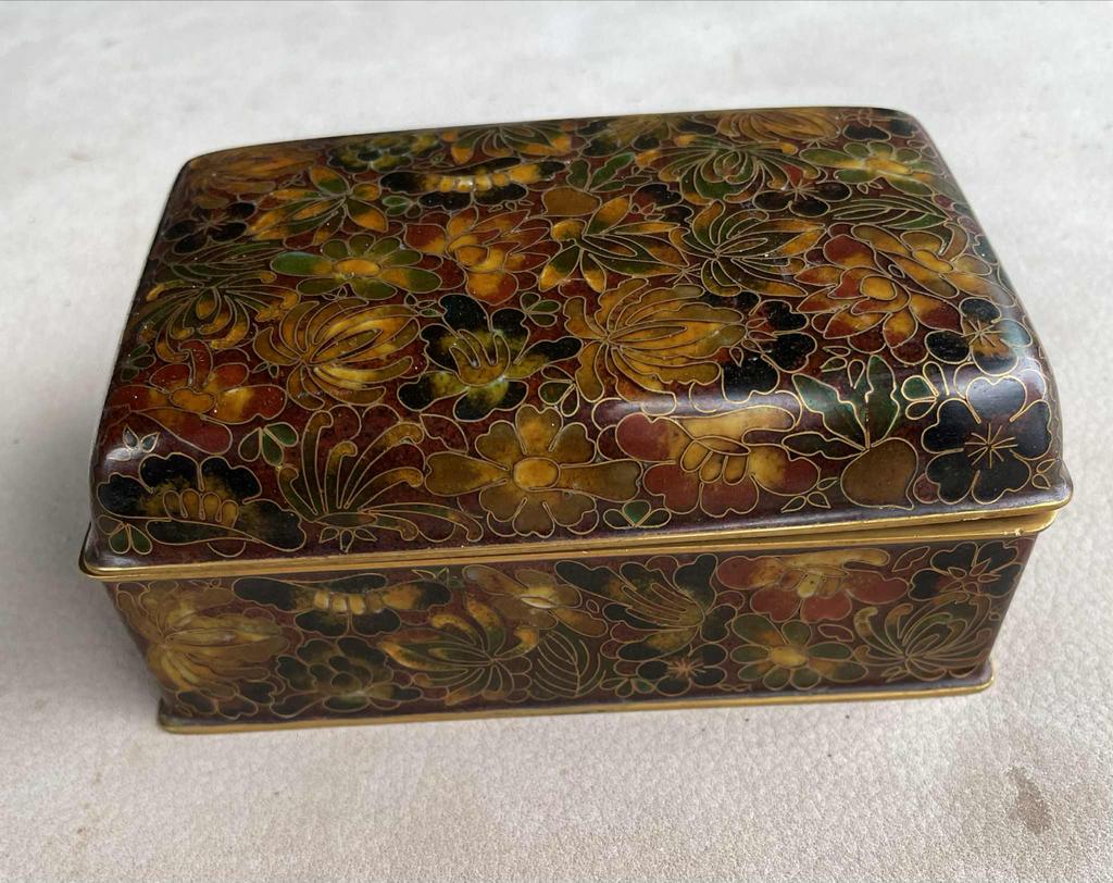 Vintage Cloisonné Doosje met Bloemenpatroon, Ophalen