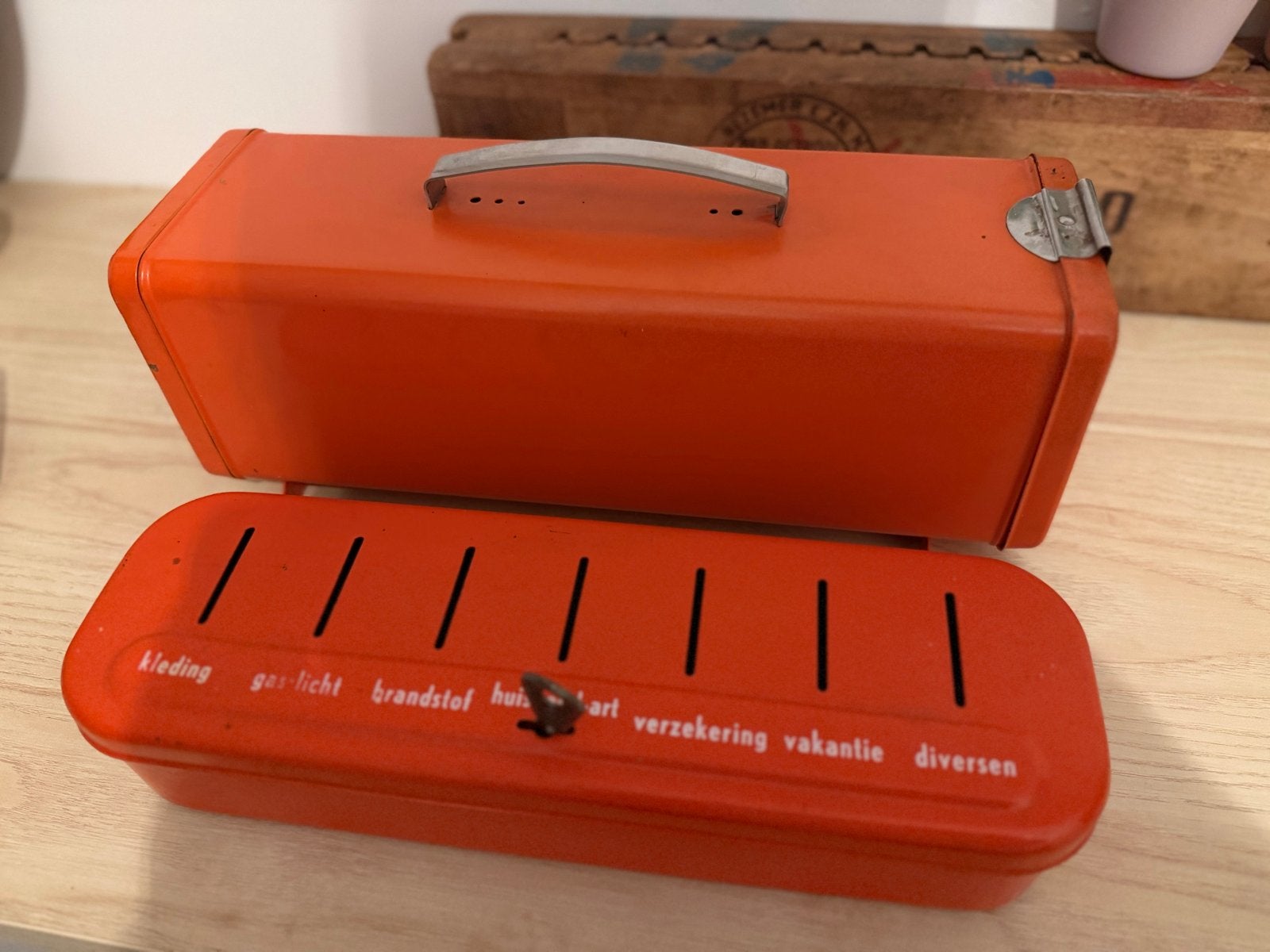 Vintage Brabantia Huishoudtrommel & Spaarpot Jaren '70, Ophalen of Verzenden