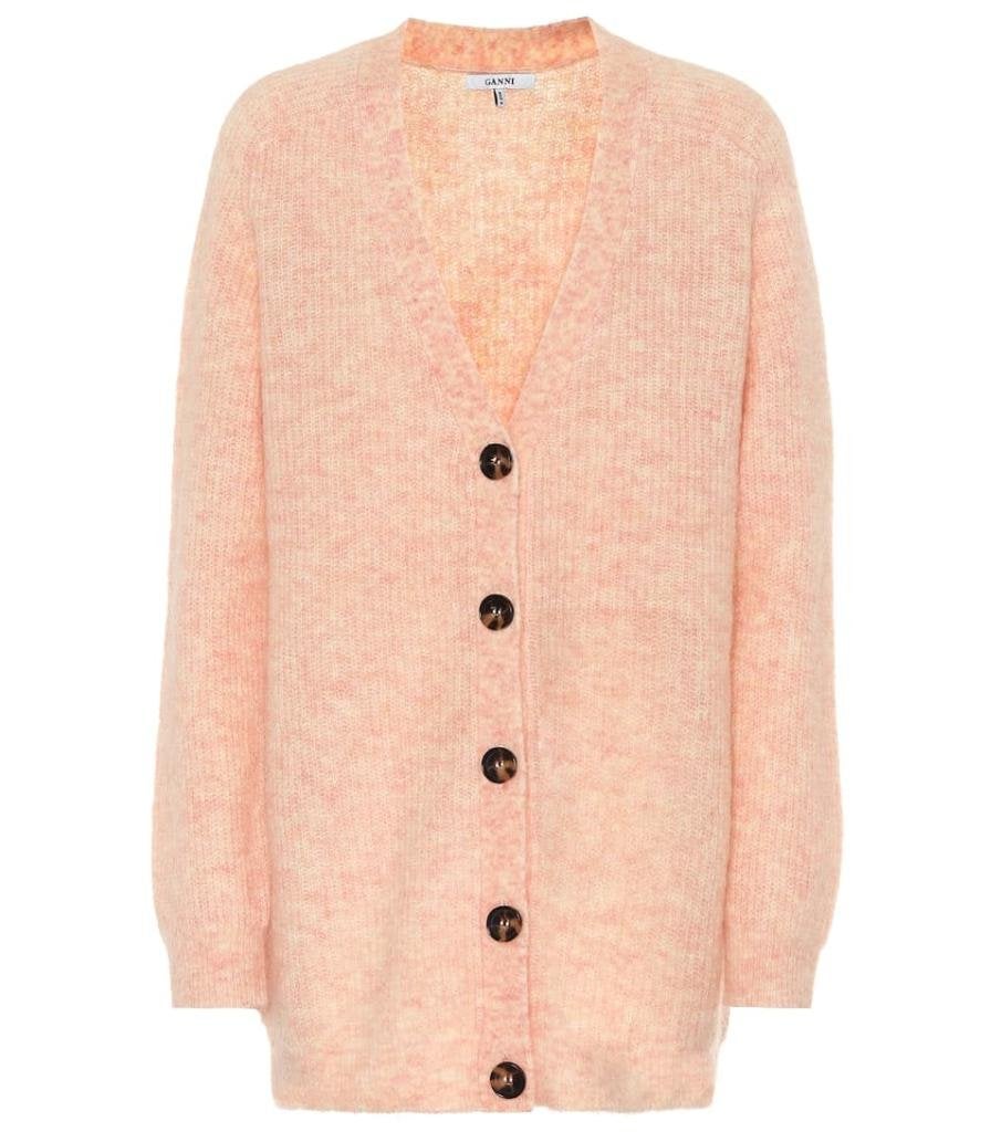 ganni callahan boyfriend fit cardigan vest | s-m, Verzenden, Nieuw, Maat 36 (S), Roze