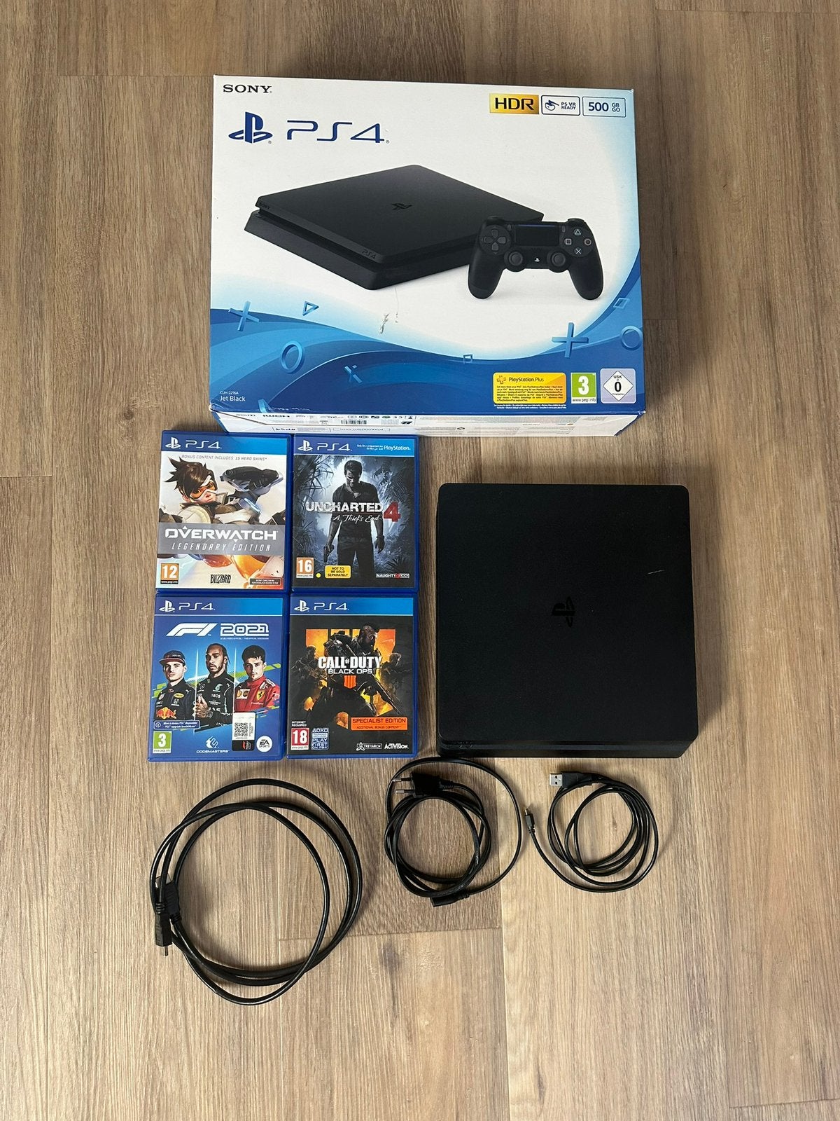 PlayStation 4 Slim 500 GB + controller, doos en kabels, Spelcomputers en Games, Ophalen of Verzenden, Met 1 controller, Slim, 500 GB