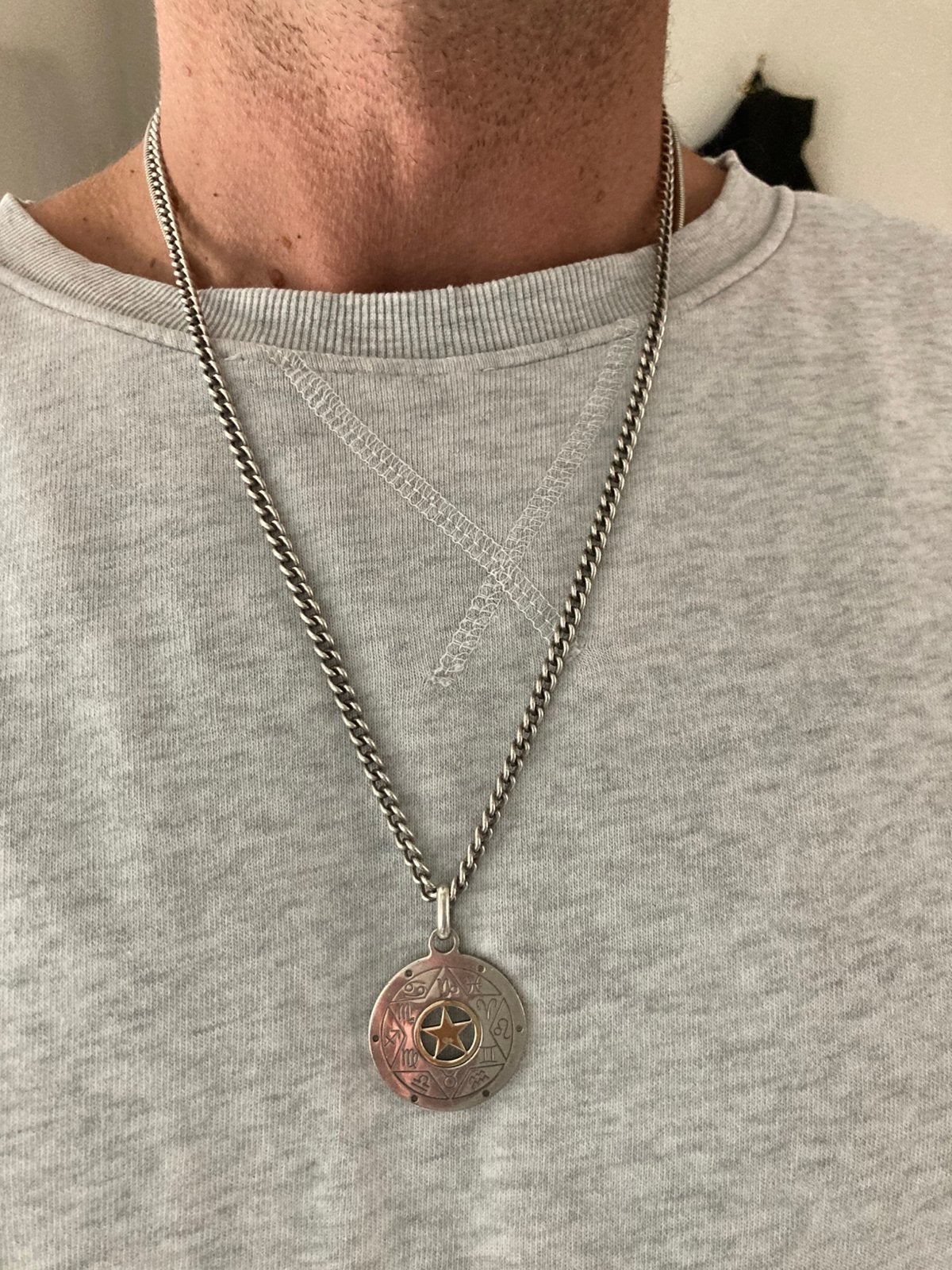 Zilveren dames heren ketting, Met hanger, Ophalen of Verzenden, Zo goed als nieuw, Zilver