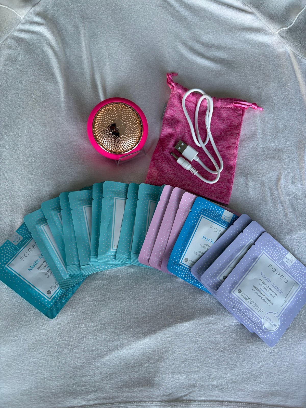 Foreo UFO 2 - Zo goed als nieuw met 17 maskers, Ophalen of Verzenden, Zo goed als nieuw, Gehele gezicht, Verzorging