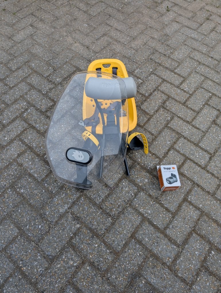 Yepp Mini Fietsstoel met windscherm, foamrol en adapter, Ophalen, Yepp, Voorzitje, 0 t/m 13 kg