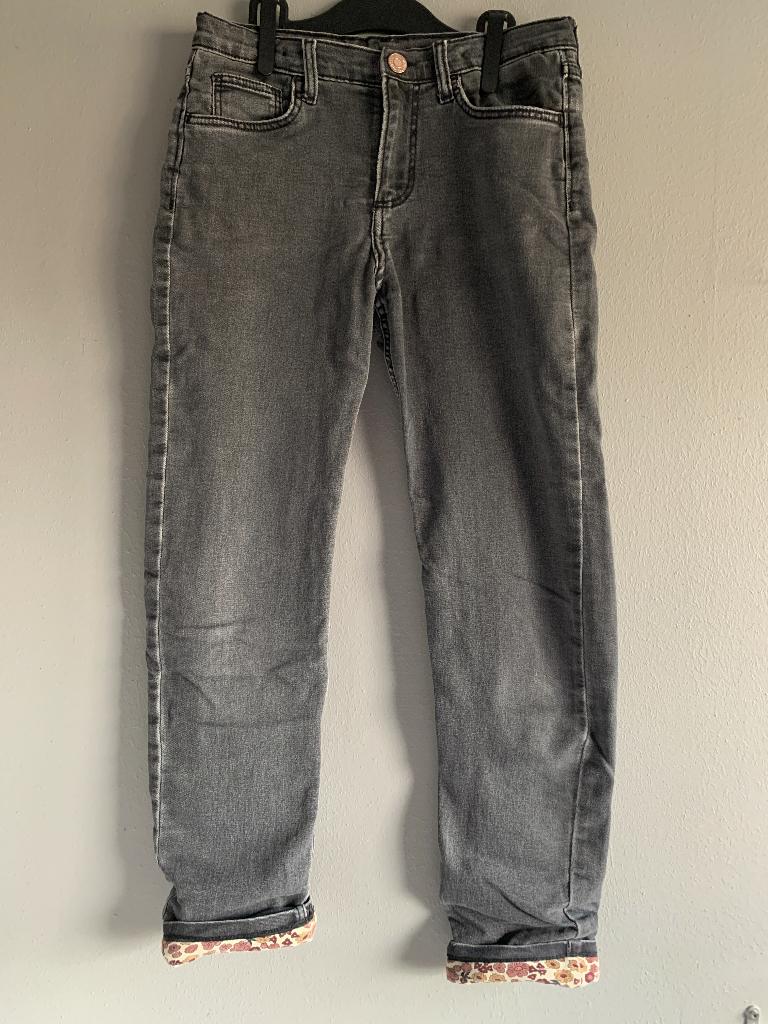 C&A Grijze Gevoerde Spijkerbroek mt 140, Kinderen en Baby's, Kinderkleding | Maat 140, Broek, Meisje, Palomino (C&A), Ophalen of Verzenden