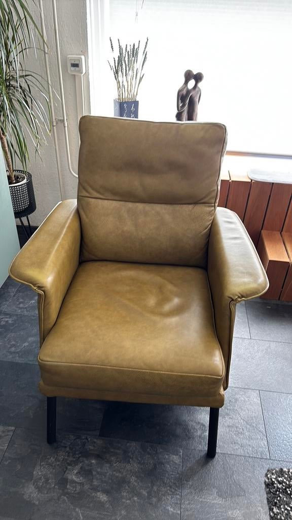 Leren fauteuil, Ophalen, Zo goed als nieuw, 75 tot 100 cm, Leer