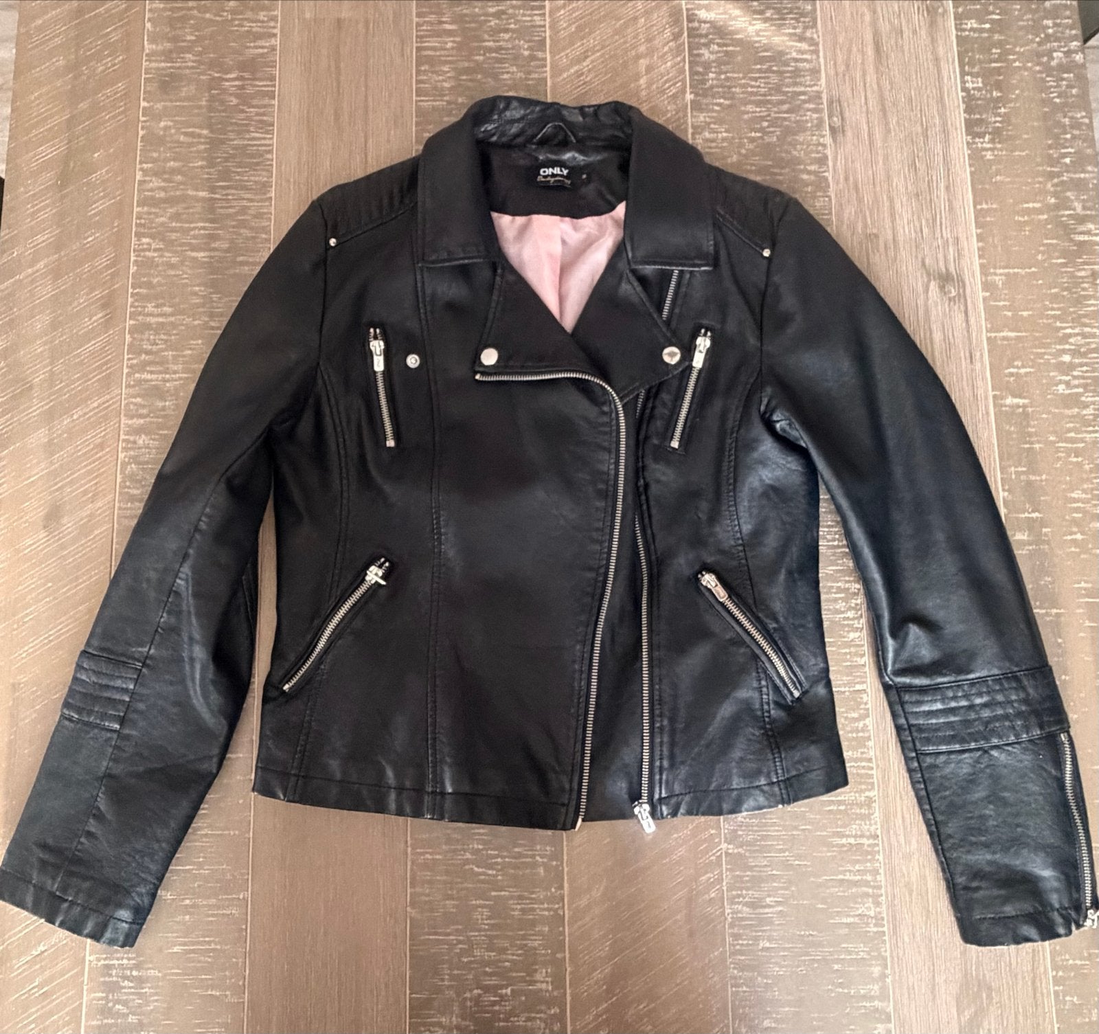 Only Zwart Faux Leren Bikerjack Maat 36, Ophalen of Verzenden, Zo goed als nieuw, Maat 36 (S), Zwart