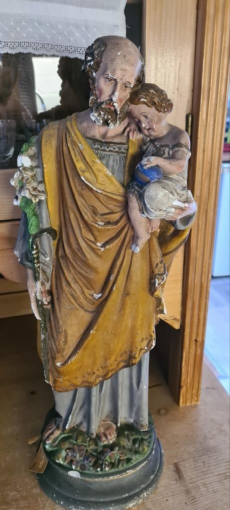 Brocante beeld heilige Joseph, Antiek en Kunst, Antiek | Religie, Ophalen