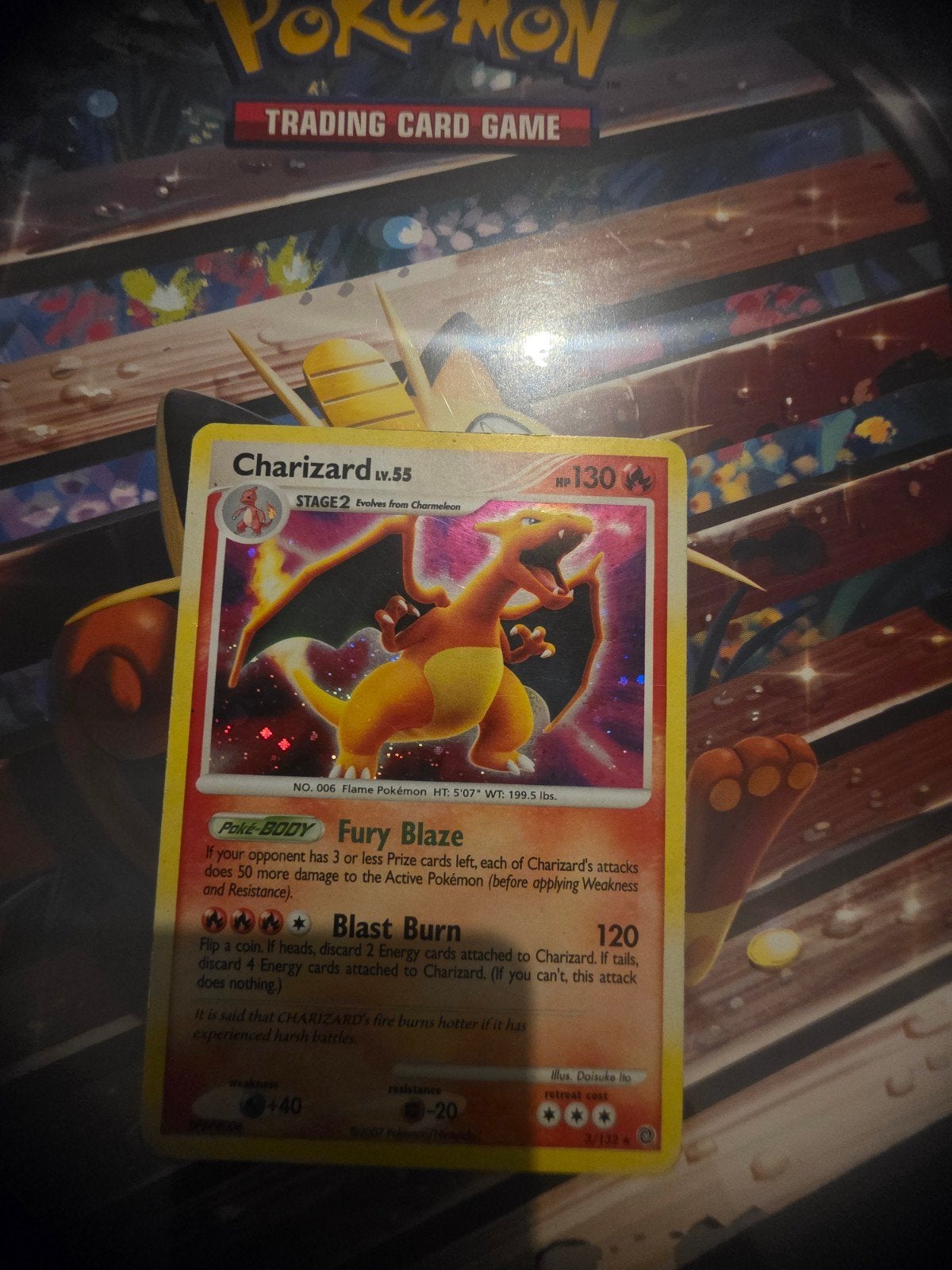 Pokémon Kaart - Charizard LV.55 (130 HP), Ophalen of Verzenden, Gebruikt, Losse kaart