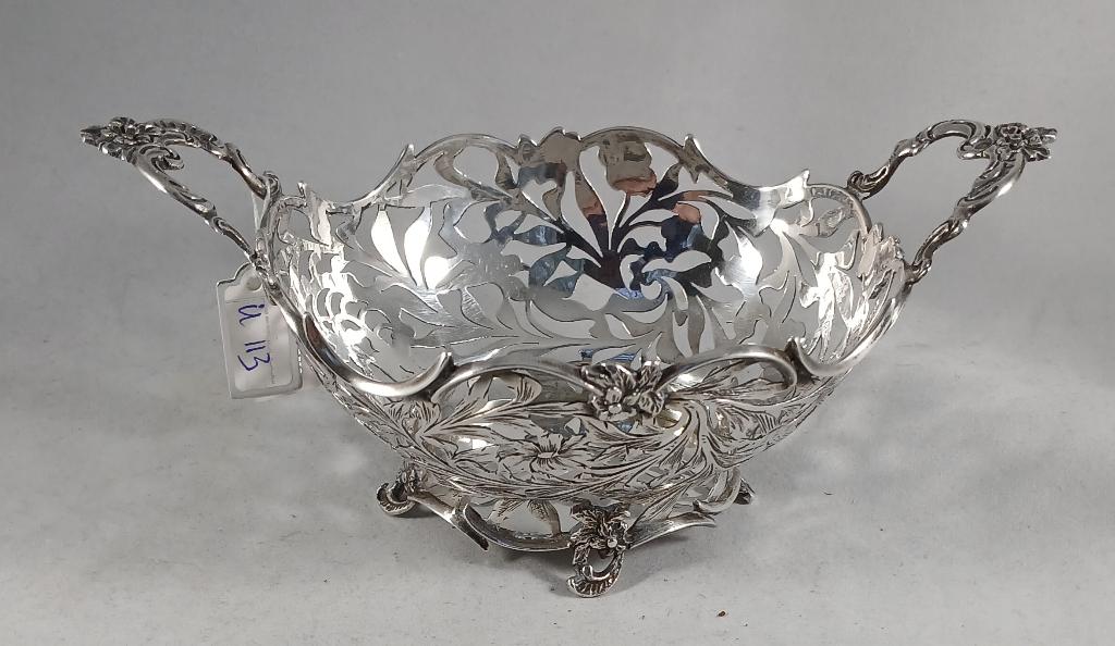 Zilveren bonbon mandje Ajour Gravé antiek 835 zilver, Ophalen of Verzenden, Zilver