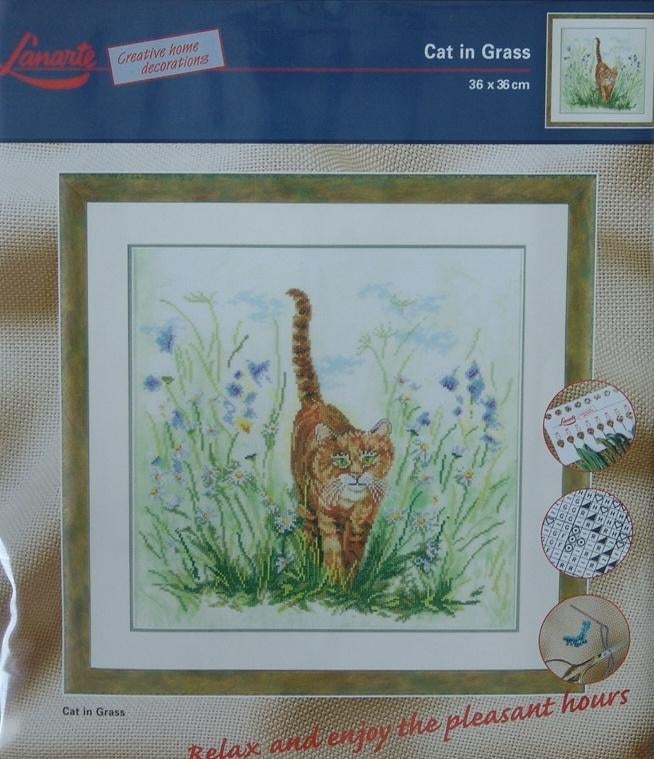 Cado LANARTE borduurpakket Cat in 't gras  34767, Ophalen of Verzenden, Nieuw, Handborduren, Borduurpakket