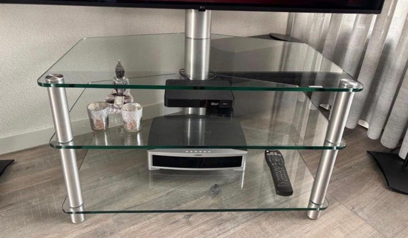 Spectral TV-meubel van glas en metaal GRATIS!!, Ophalen, 50 tot 100 cm, Minder dan 100 cm, 25 tot 50 cm