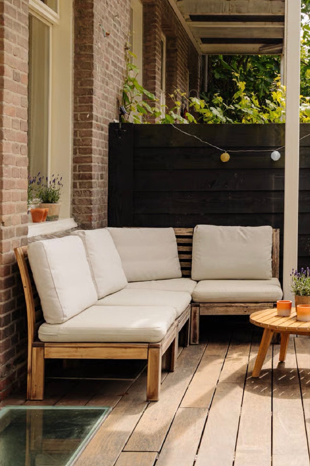 Houten loungeset met kussens IKEA APPLARO, 5 zitplaatsen, Gebruikt, Ophalen of Verzenden, Loungeset