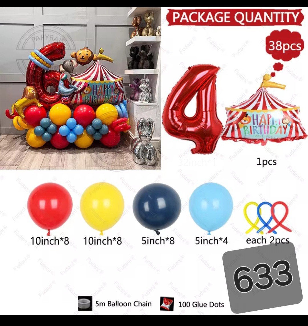 Nieuw Feestpakket: Circus Thema Ballonnen Set (38 stuks), Ophalen of Verzenden, Nieuw, Versiering, Verjaardag