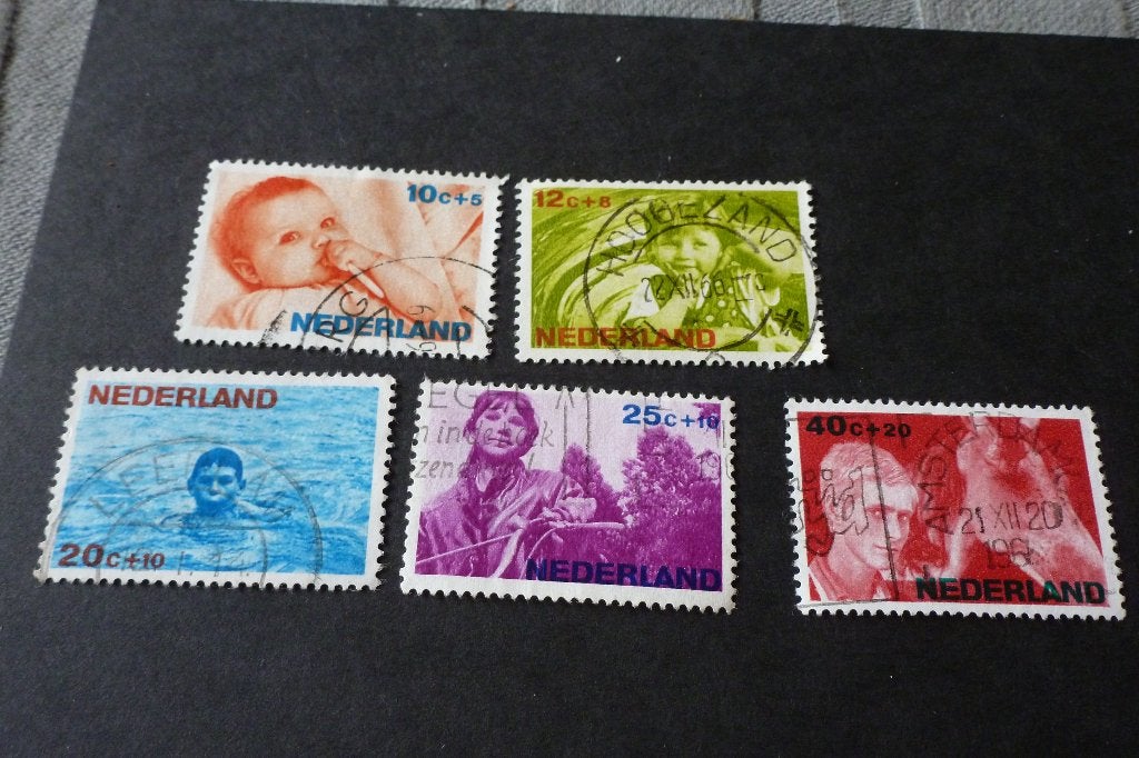 Postzegels - complete serie 5x kinderzegels 1966 gestempeld, Ophalen of Verzenden, Na 1940, Gestempeld
