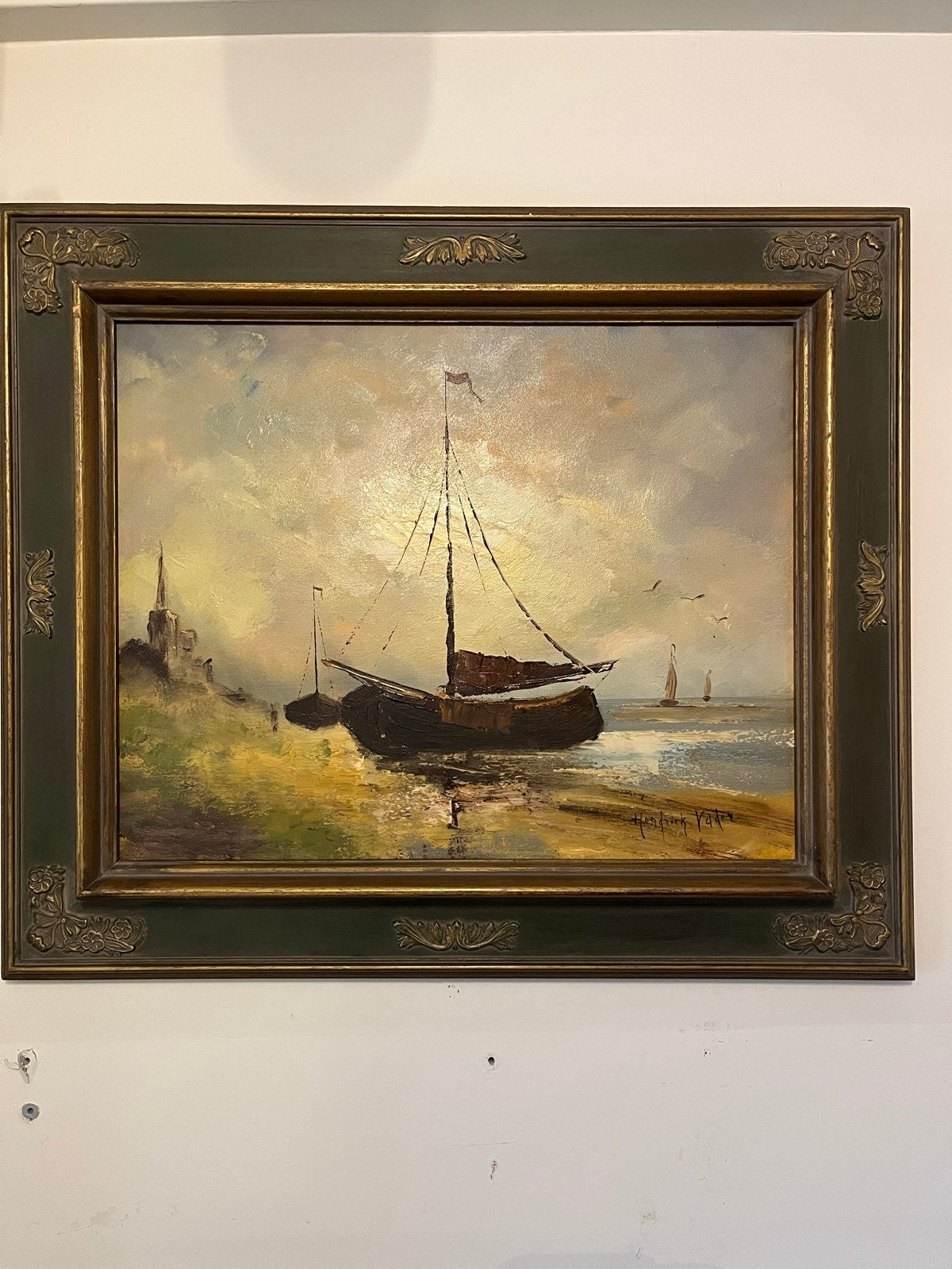 Olieverfschilderij van Hendrik Vader - Maritiem tafereel, Maritiem / water, Doek, Impressionistisch, Ophalen of Verzenden