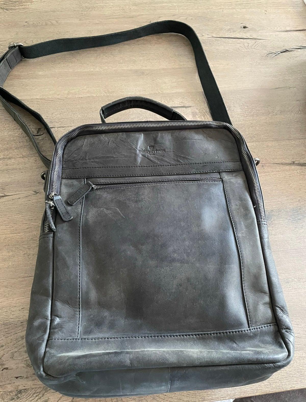 Leren laptoptas schoudertas rugzak heren, Ophalen, 15 inch, Zo goed als nieuw, Rugzak