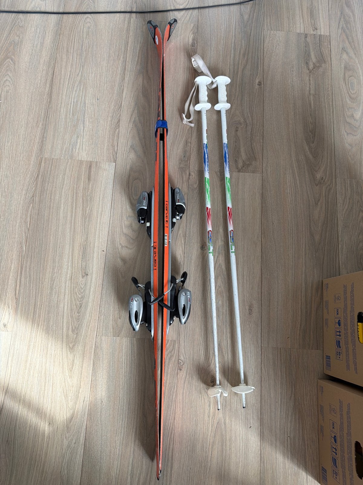 Tecno Pro X-Carve 10.5 ski's met Tyrolia bindingen en stokke, 160 tot 180 cm, Gebruikt, Carve, Skiën