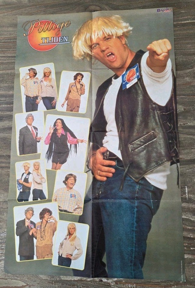 PITTIGE TIJDEN Poster - RTL 4 - Vintage - Carlo & Irene, Ophalen of Verzenden, Gebruikt, A1 t/m A3, Film en Tv