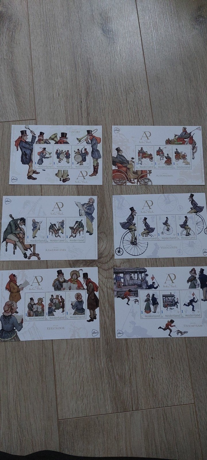 6 velletjes postzegels anton pieck, Ophalen of Verzenden