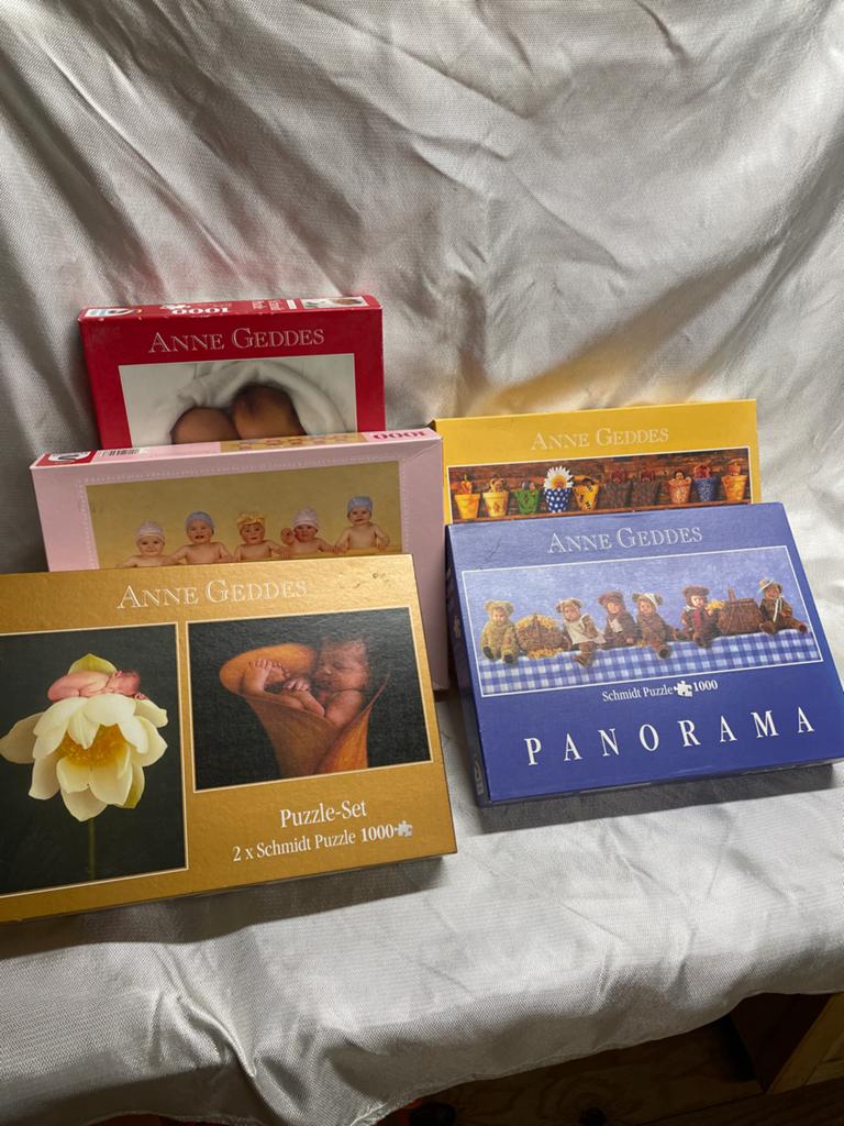 5 Anne Geddes Puzzels - Schmidt Puzzel 1000 stukjes, Hobby en Vrije tijd, Denksport en Puzzels, Ophalen, 500 t/m 1500 stukjes