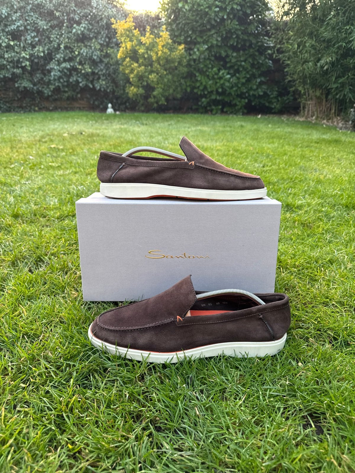 Santoni loafers bruin UK 9.5 / EU 43.5, Ophalen of Verzenden, Gedragen, Bruin, Loafers