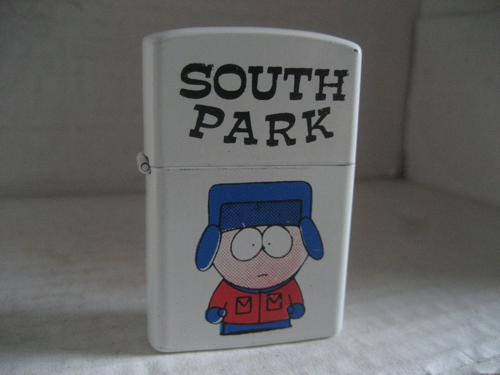 Benzine open klap aansteker "Southpark", Ophalen of Verzenden, Zo goed als nieuw, Aansteker