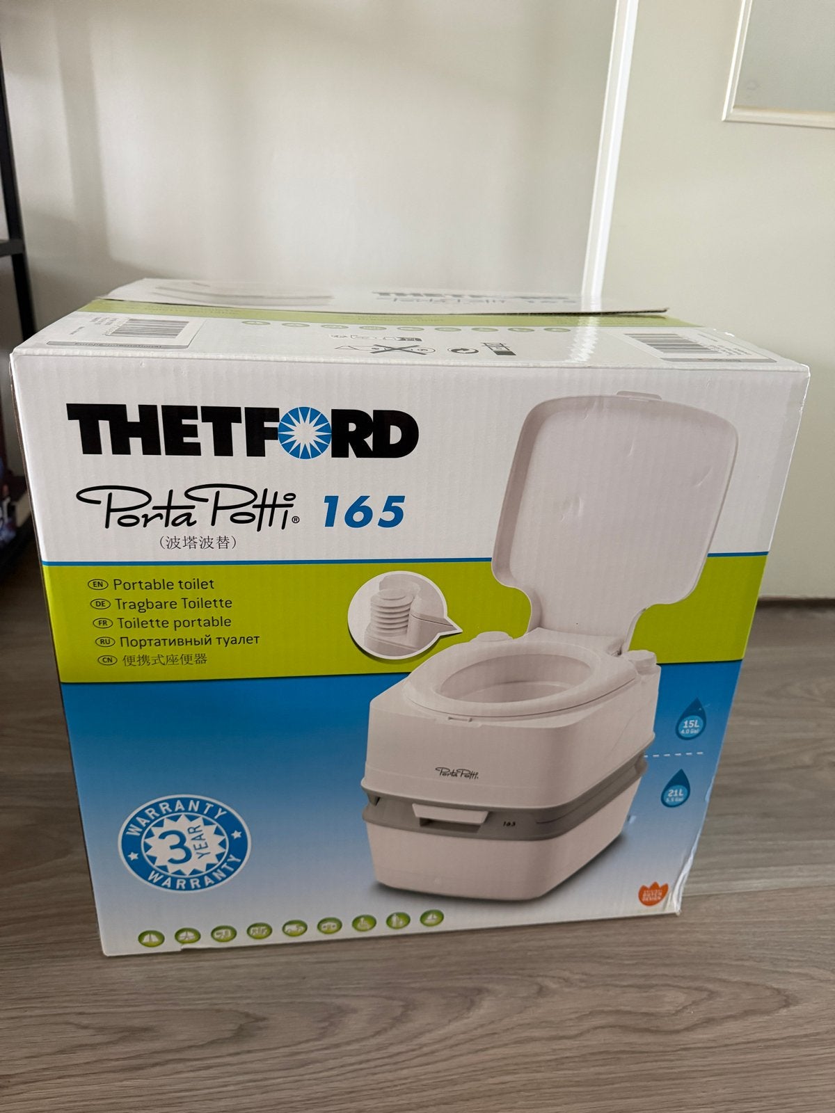 Thetford Porta Potti 165 draagbaar toilet + vloeistoffen, Ophalen, Zo goed als nieuw