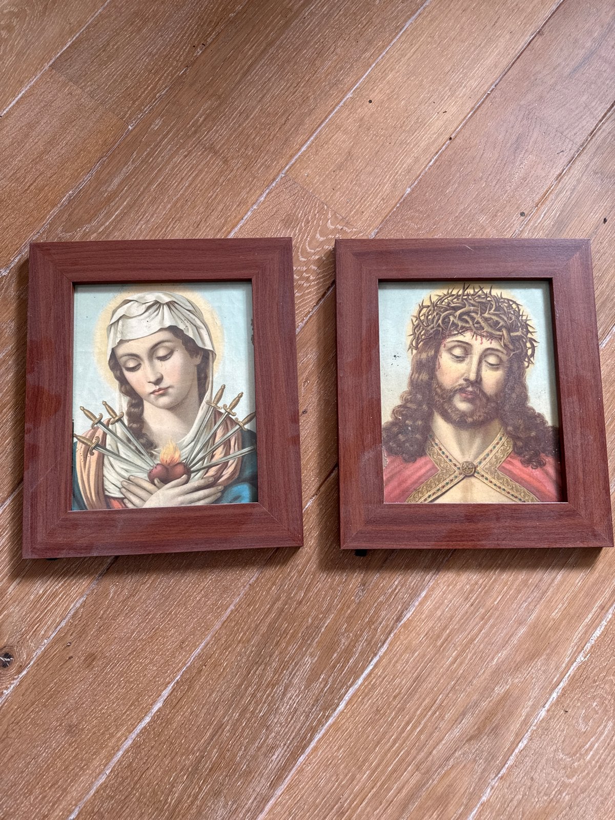 Twee antieke prenten Jezus en Maria ca. 1900, Ophalen of Verzenden
