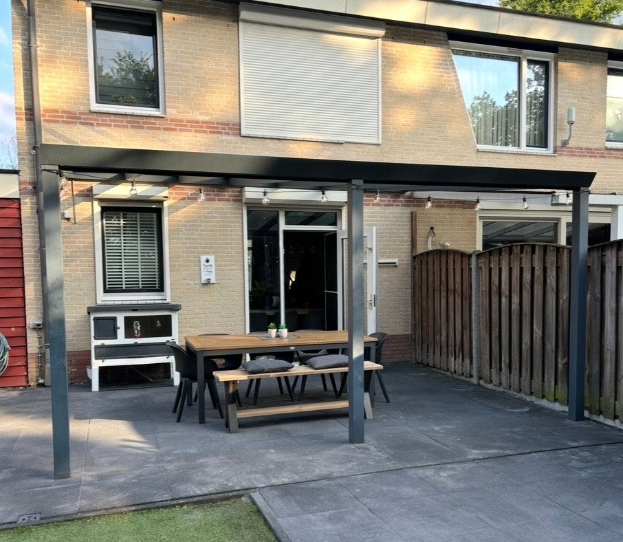 Antraciet overkapping met glasplaten en inbouwspots, Tuin en Terras, Overkappingen, Ophalen, Gebruikt, Veranda
