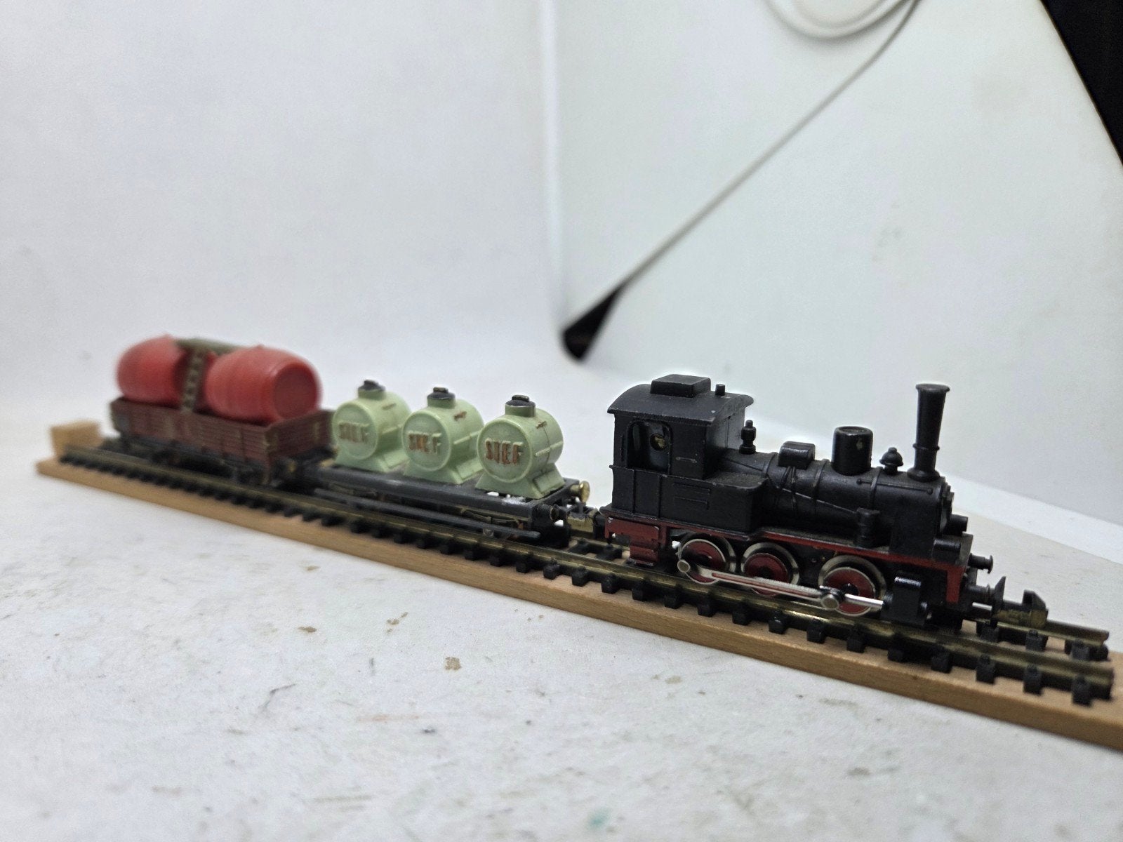 Minitrix T3 stoomlocomotief met 2 wagons - Leuke set!, Gelijkstroom, Trix, Ophalen of Verzenden, Analoog
