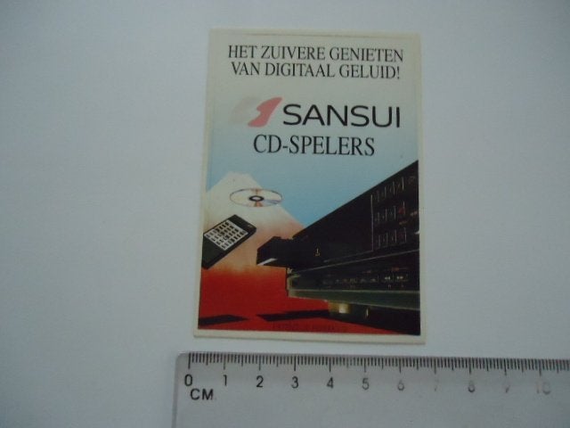 sticker oud SANSUI CD speler stereotoren muziek retro, Verzenden, Zo goed als nieuw, Bedrijf of Vereniging
