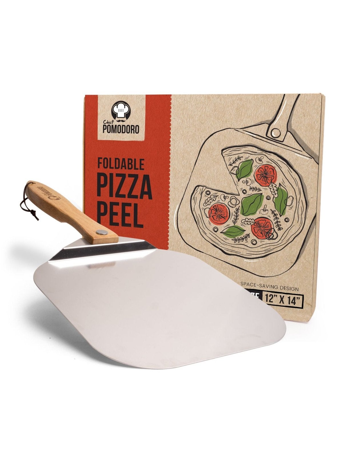 Chef Pomodoro Pizzaschep - Opvouwbaar Aluminium & Hout, Chef Pomodoro, Overige typen, Ophalen of Verzenden, Metaal