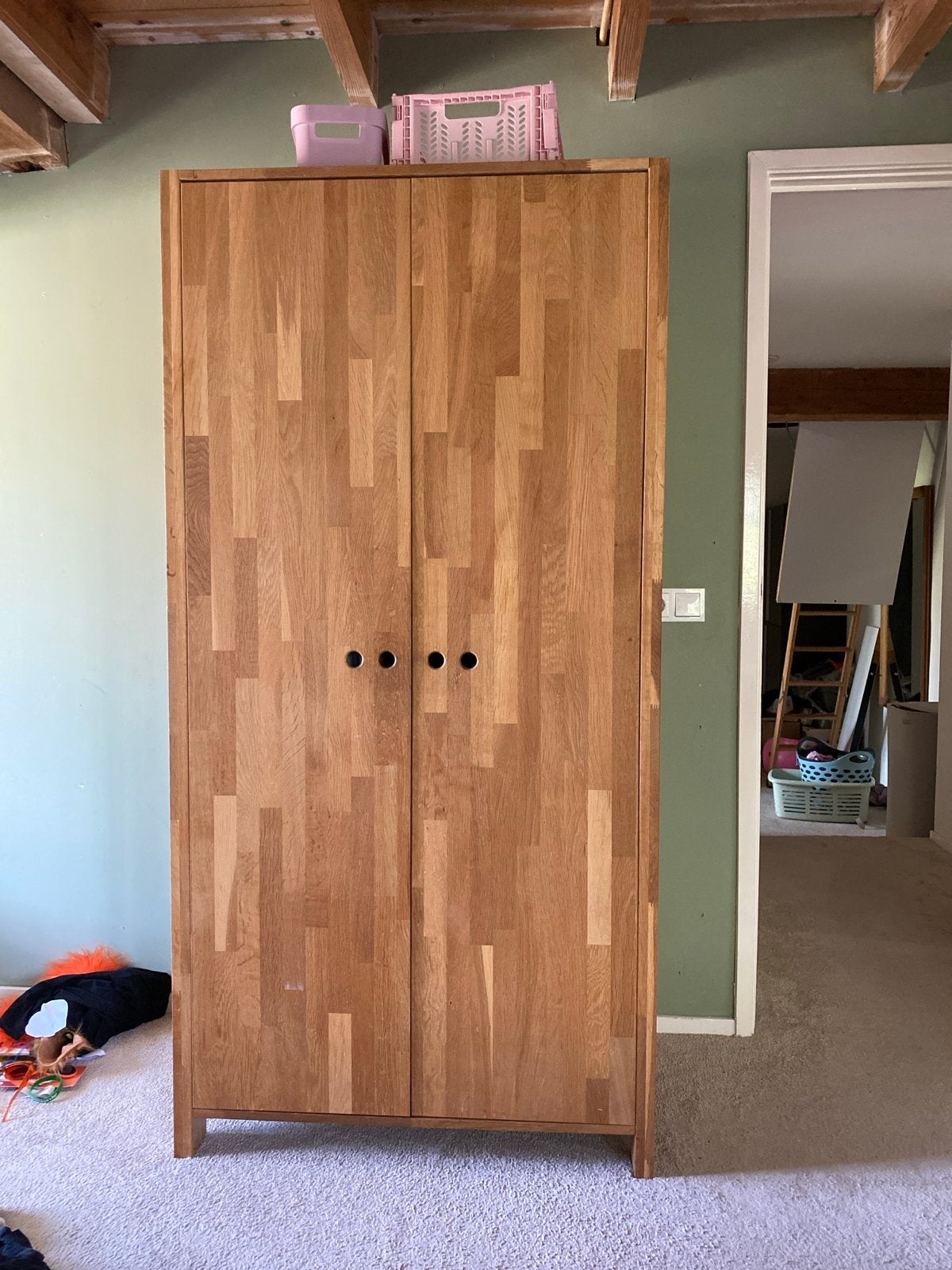 Woood handleg kast met bijpassend peuterbed, Ophalen, Gebruikt, Eikenhout, 50 tot 100 cm