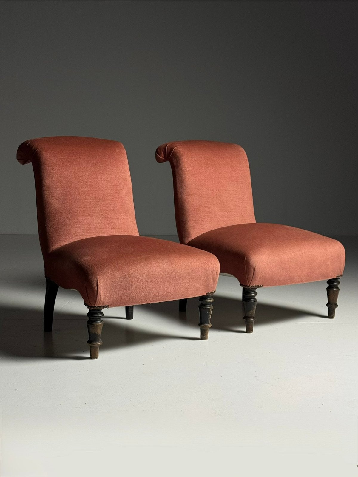Set van 2 Franse slipper chairs ca. 1900, Ophalen, Zo goed als nieuw, Eenpersoons, Minder dan 150 cm