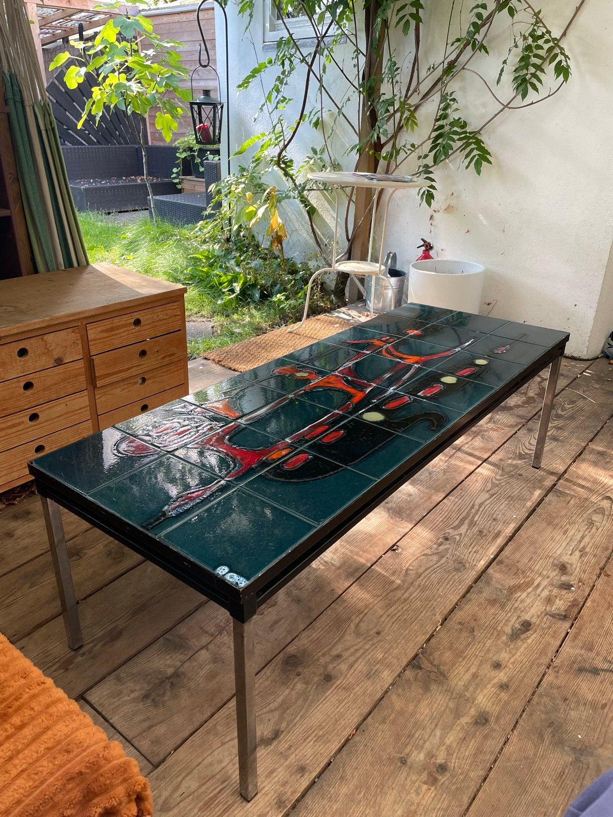 Vintage Salontafel Adri Belarti Keramiek & Chroom, Ophalen