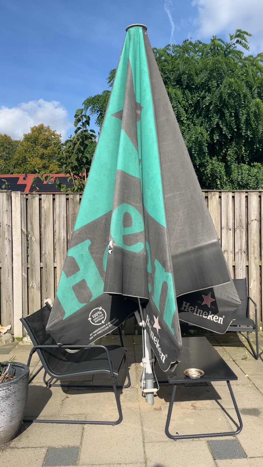 Heineken parasol, Ophalen, Gebruikt, 2 tot 3 meter, Stokparasol