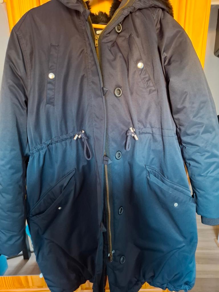 Zwangerschapsjas (winter) H&M - Maat L, Kleding | Dames, Positiekleding, H&M, Blauw, Maat 42/44 (L), Ophalen of Verzenden