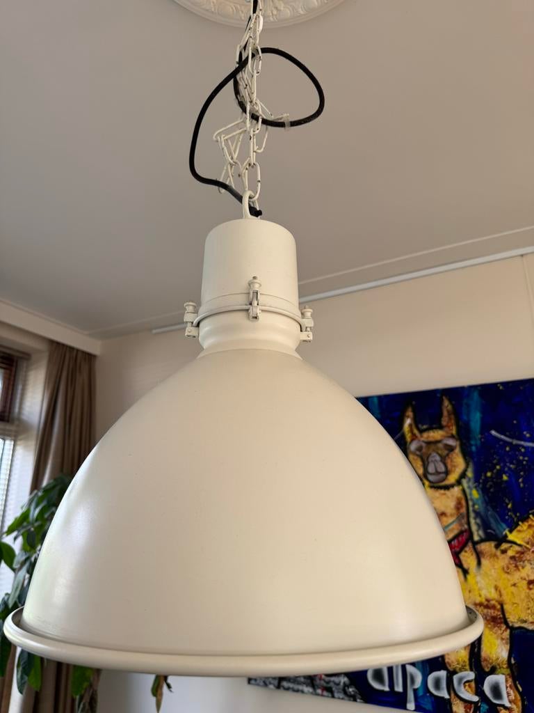 Industriële Hanglamp – Crème – 40 cm – E27 – Set Mogelijk, Ophalen, Zo goed als nieuw, Metaal, Industrieel