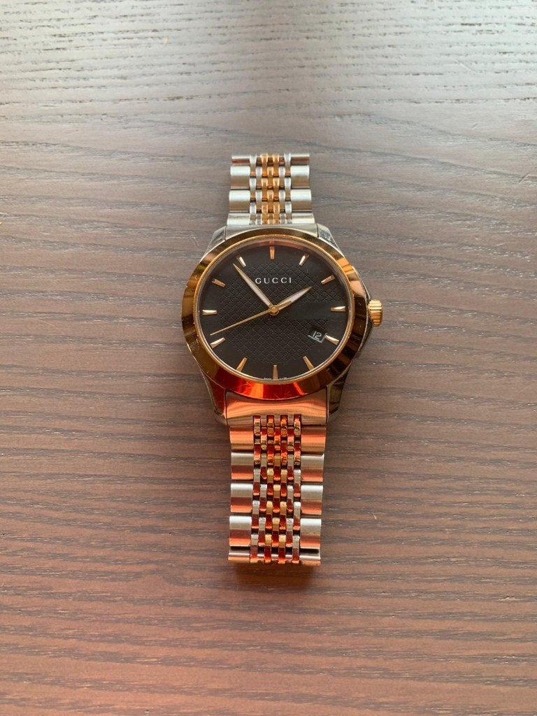 gucci heren horloge, Overige merken, Staal, Gebruikt, Staal
