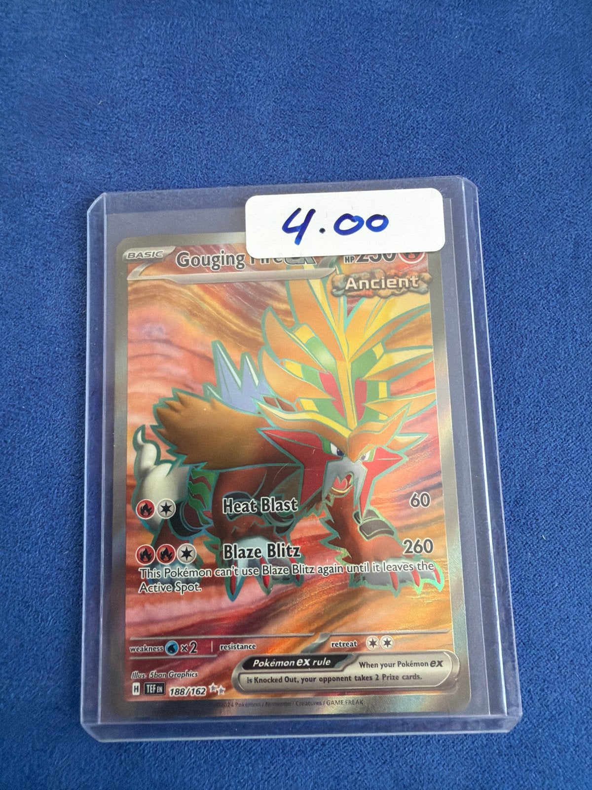 Gouging Fire ex Pokémon kaart (Ancient), Ophalen of Verzenden, Zo goed als nieuw, Losse kaart