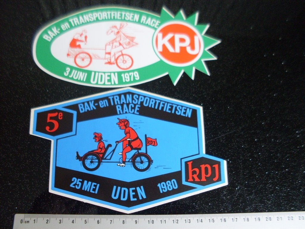 2x sticker KPJ bakfietsen transportfietsen race 1979 1980, Verzenden, Zo goed als nieuw, Bedrijf of Vereniging