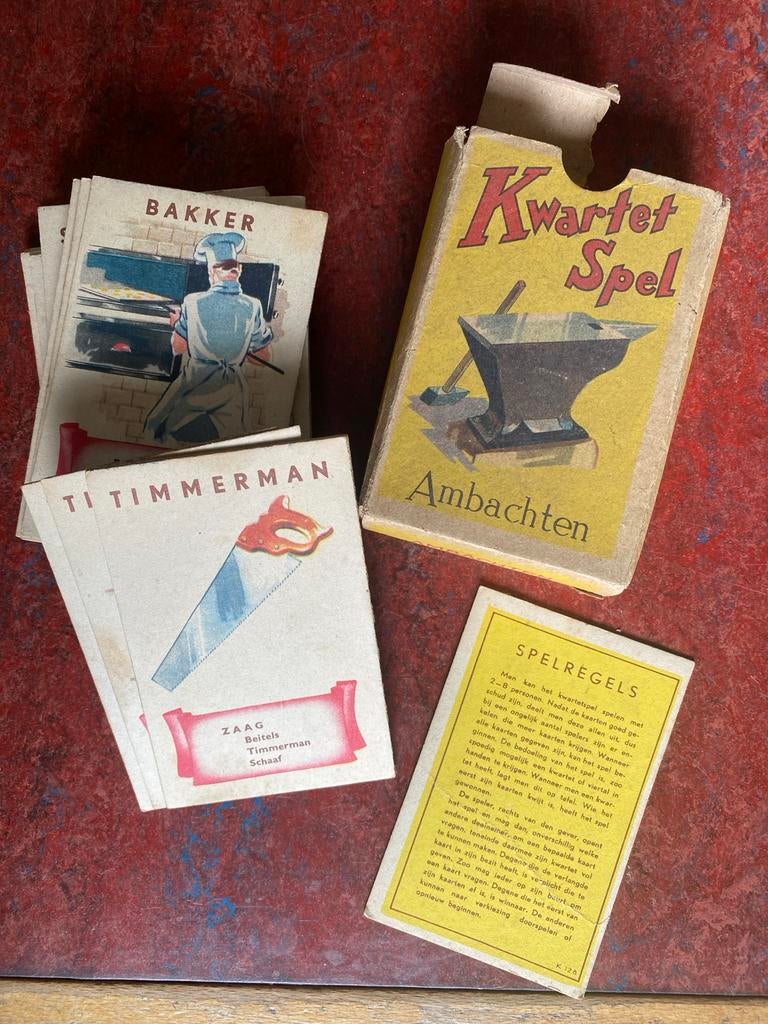 Vintage Kwartetspel Ambachten Belderbos & Coesel 1920, Drie of vier spelers, Ophalen of Verzenden, Gebruikt