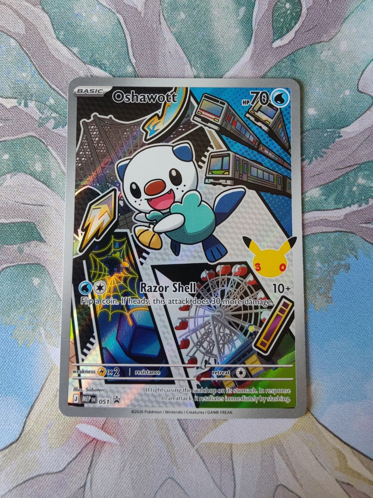 Pokemon black star promo oshawott illustration mep051, Ophalen of Verzenden, Nieuw, Losse kaart, Foil