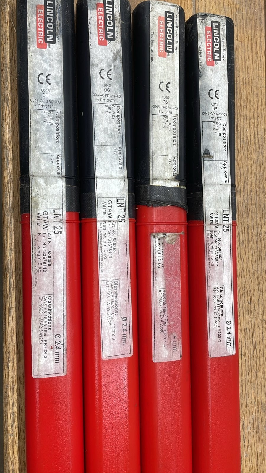 Lincoln Electric LNT 25 Lasdraad - 2.4mm, 5kg (4 stuks), Ophalen, Nieuw, Tig