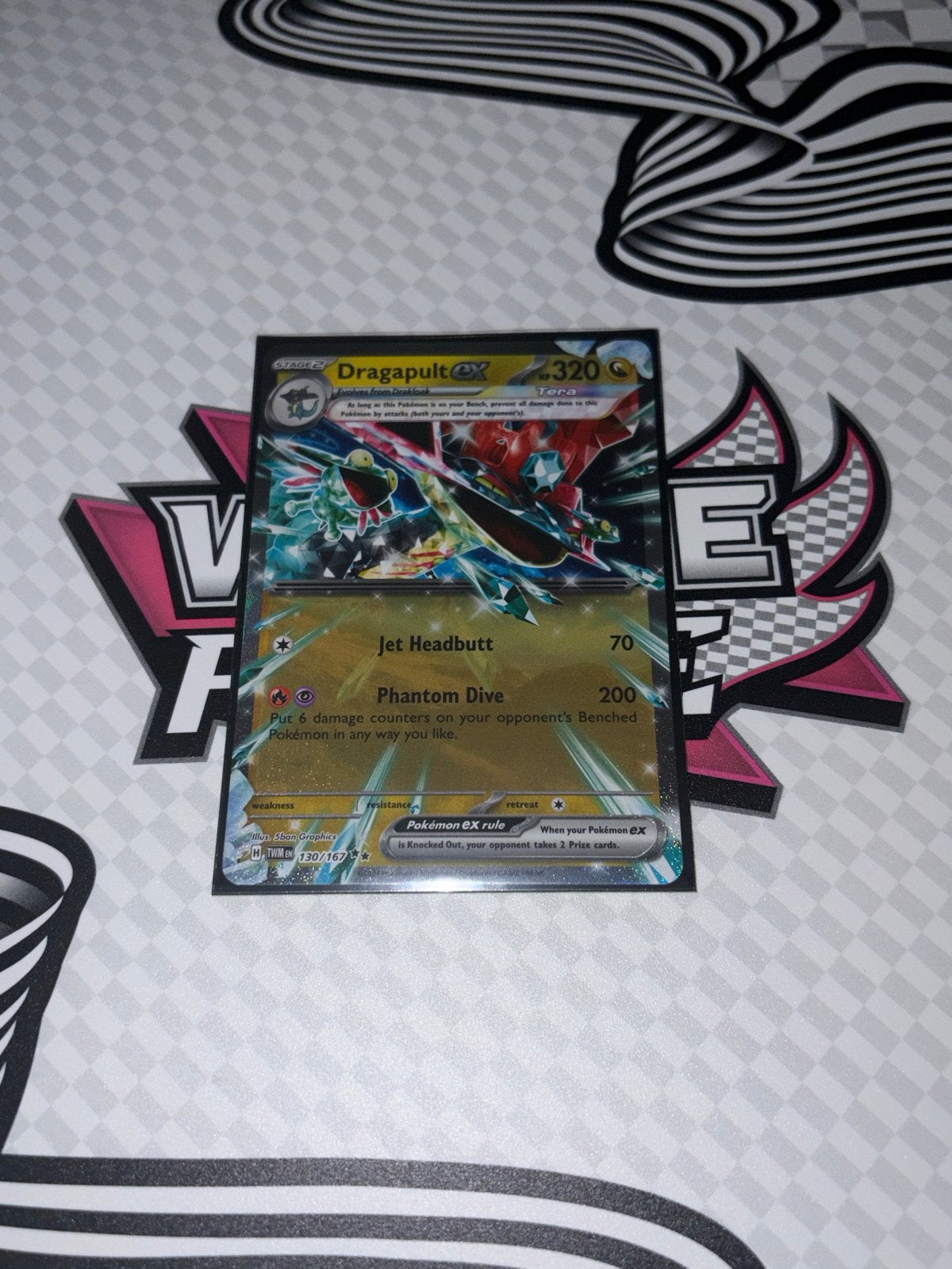 Dragapult ex Pokémon Kaart 130/167 Tera, Ophalen of Verzenden, Zo goed als nieuw, Losse kaart