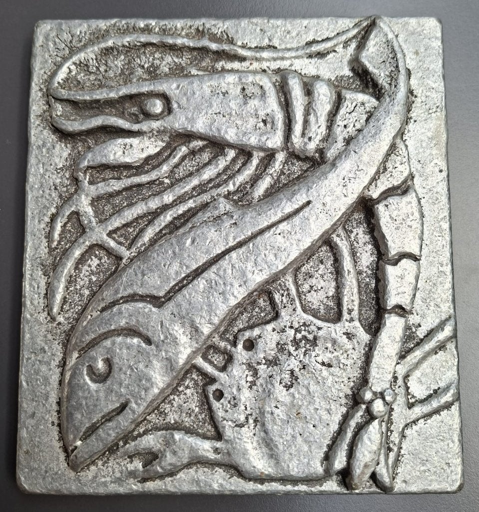 Ceysens Willy, wandplaat, gegoten aluminium, 70's, Zilver, Minder dan 20 cm, Ophalen of Verzenden, Handgemaakt