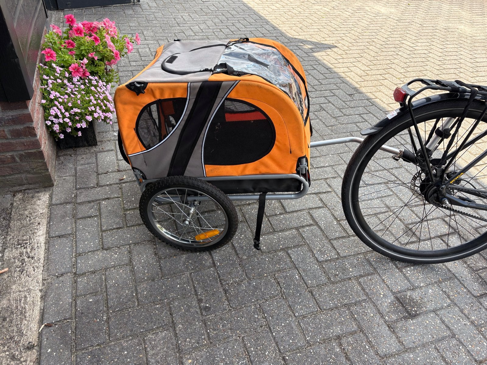 Hondenfietskar - Oranje/Grijs, Opvouwbaar, Ophalen, Gebruikt, Opvouwbaar, 20 tot 40 kg
