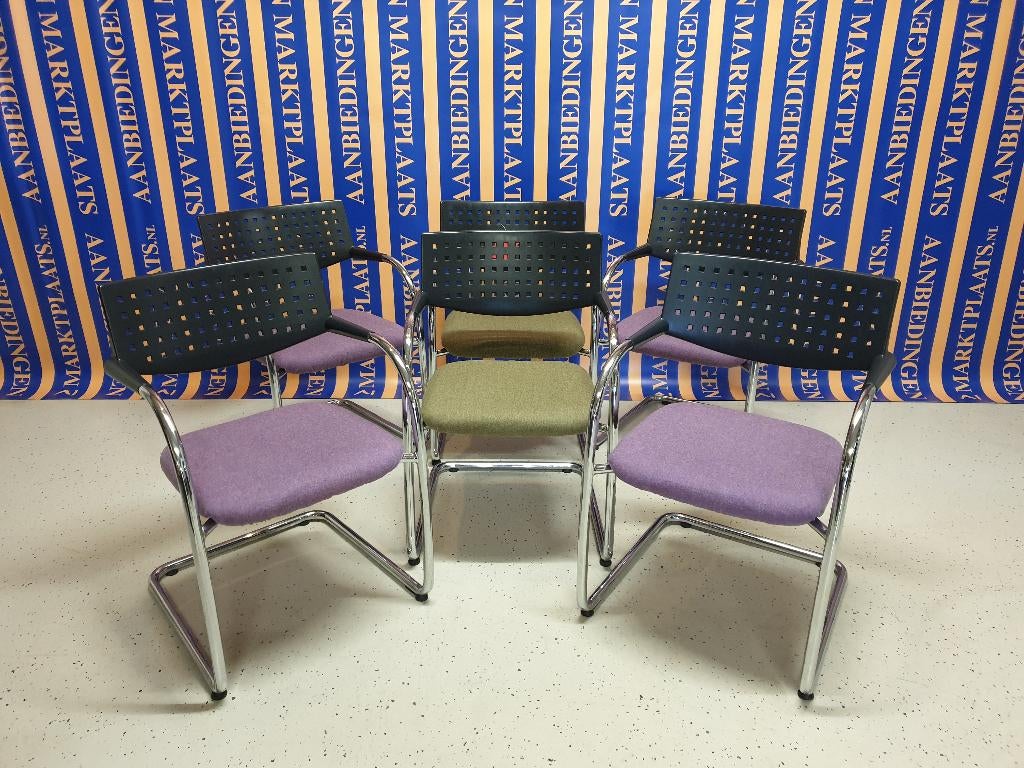 Vitra Visavis sledestoel I vergaderstoel I eetkamerstoel, Huis en Inrichting, Stoelen, Gebruikt, Eén, Kunststof, Metaal, Stof